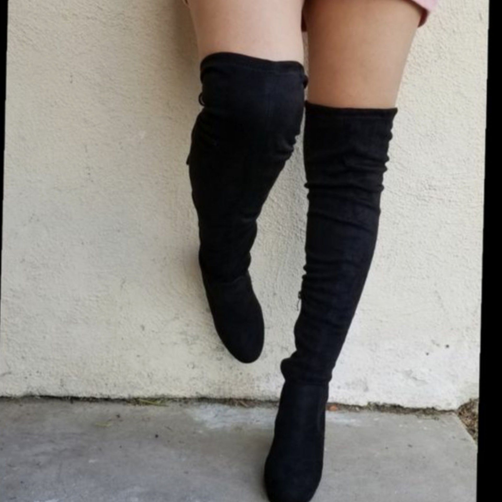 Last pairs Black Vegan Suede boots Over knee