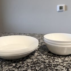 White Dish Set  (Bowls & Deep Plates) - Excellent Condition