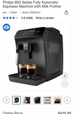 Philips 800 Series Fully Automatic Espresso Machine with Milk Frother
