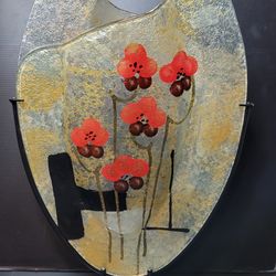 Jasmine Glass Art Oval Vase 