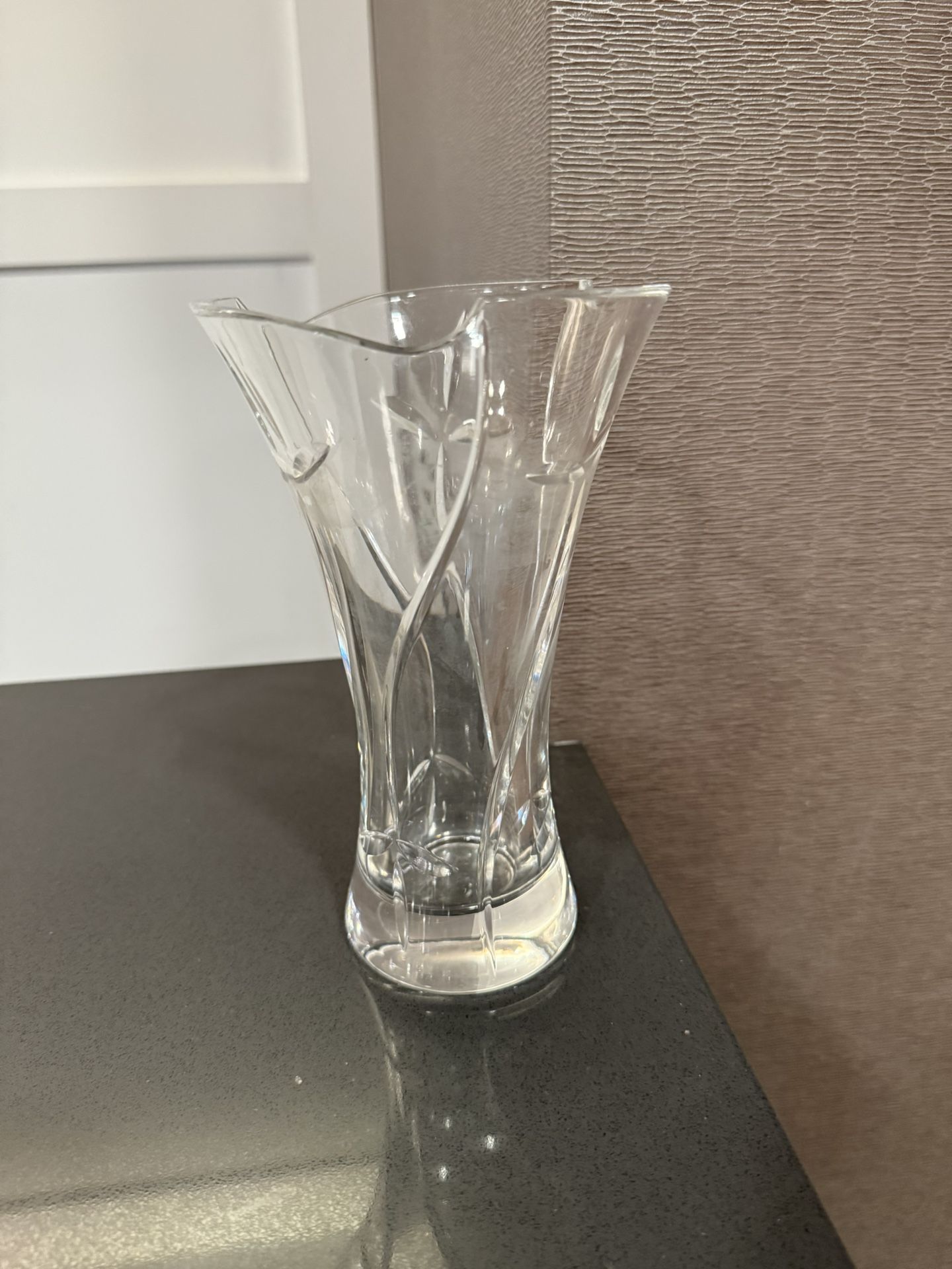 Mikasa Crystal vase- 8 inches tall and 5 across