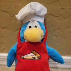 RARE Collectible Disney Club Penguin Pizza Chef Plush 8" Stuffed Animal, 2011