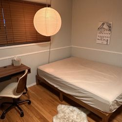 Queen Size Bed Frame (& Mattress)