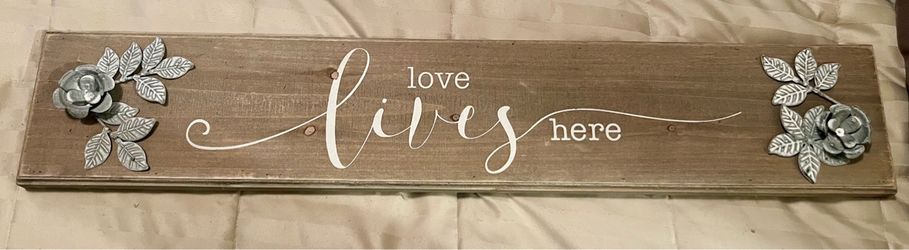 Love Lives Here Rustic Wood Wall Sign