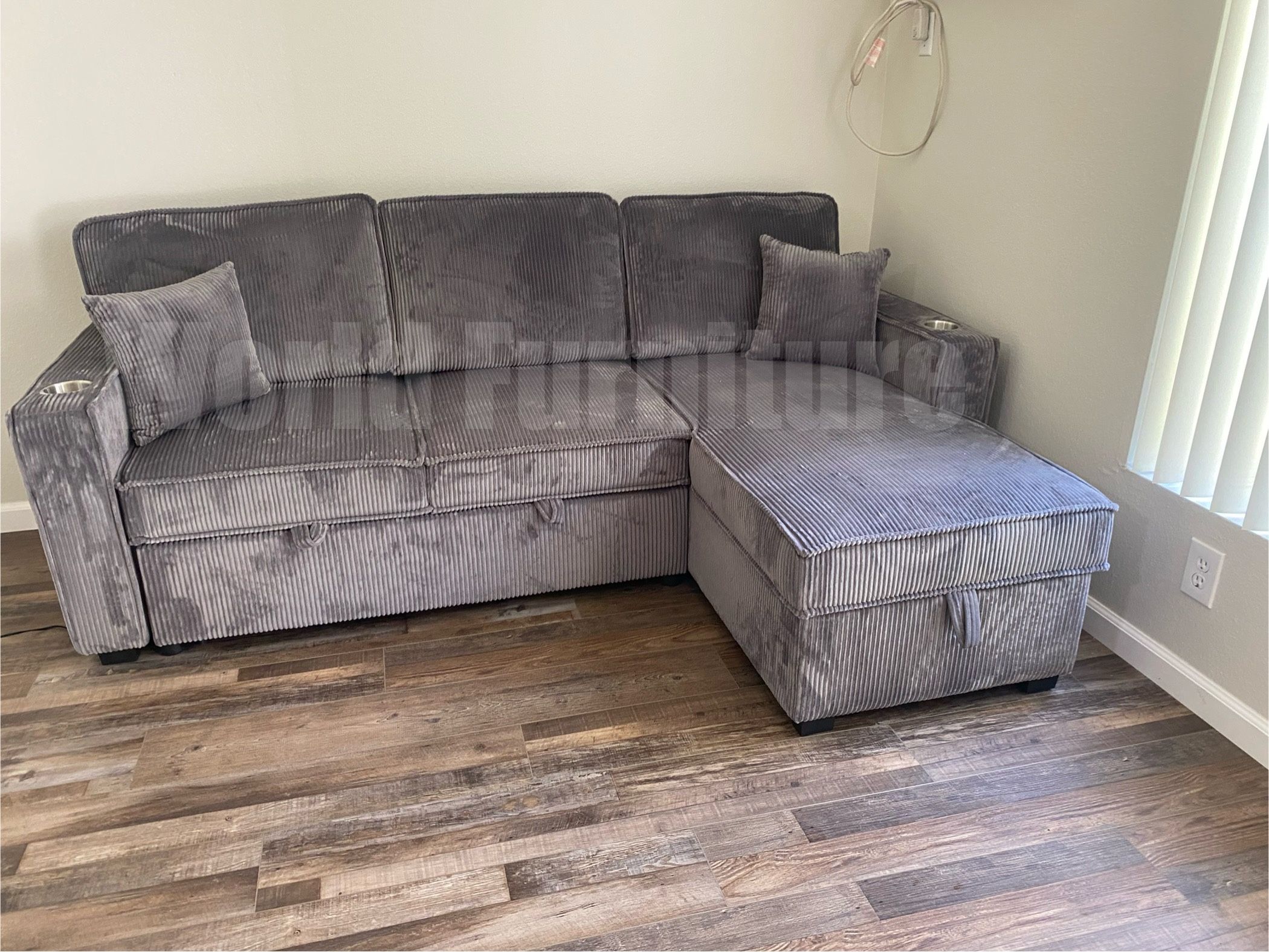 $0 Down! Sleeper Sectional Corduroy