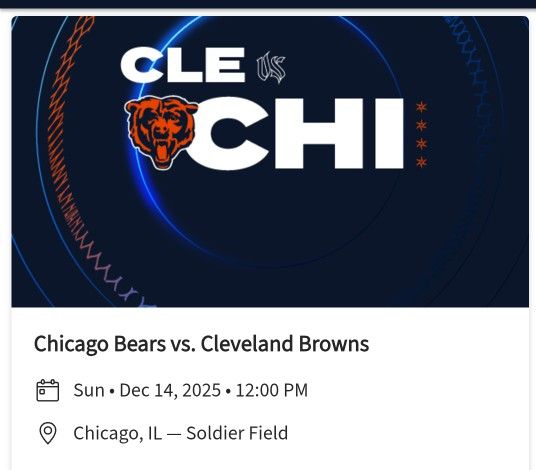 4 Tickets Chicago Bears Vs Cleveland Browns