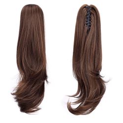 HEWEICSY Ponytail Extension, 20" Long Wavy Synthetic Fiber Hairpiece, Clip-in Ponytail Wig for Women (Light Brown)