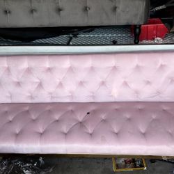 Pink Crushed Velvet Sofa Bed ) $75