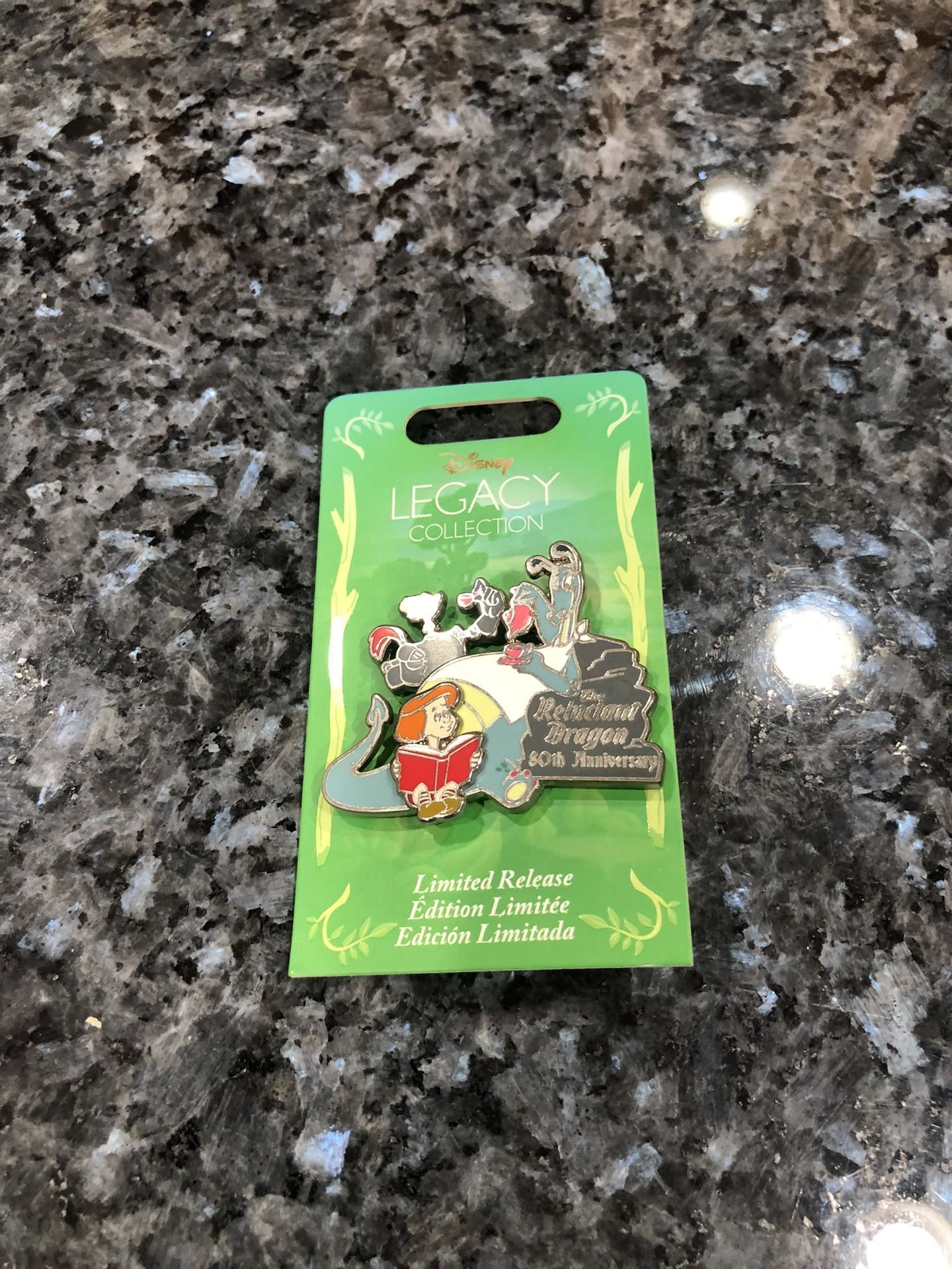 Disney Legacy Collection Pin Reluctant Dragon 80th Anniversary Limited release.  Size wide 1 3/4 inches and 1 1/2 inches long.  Brand new on original 