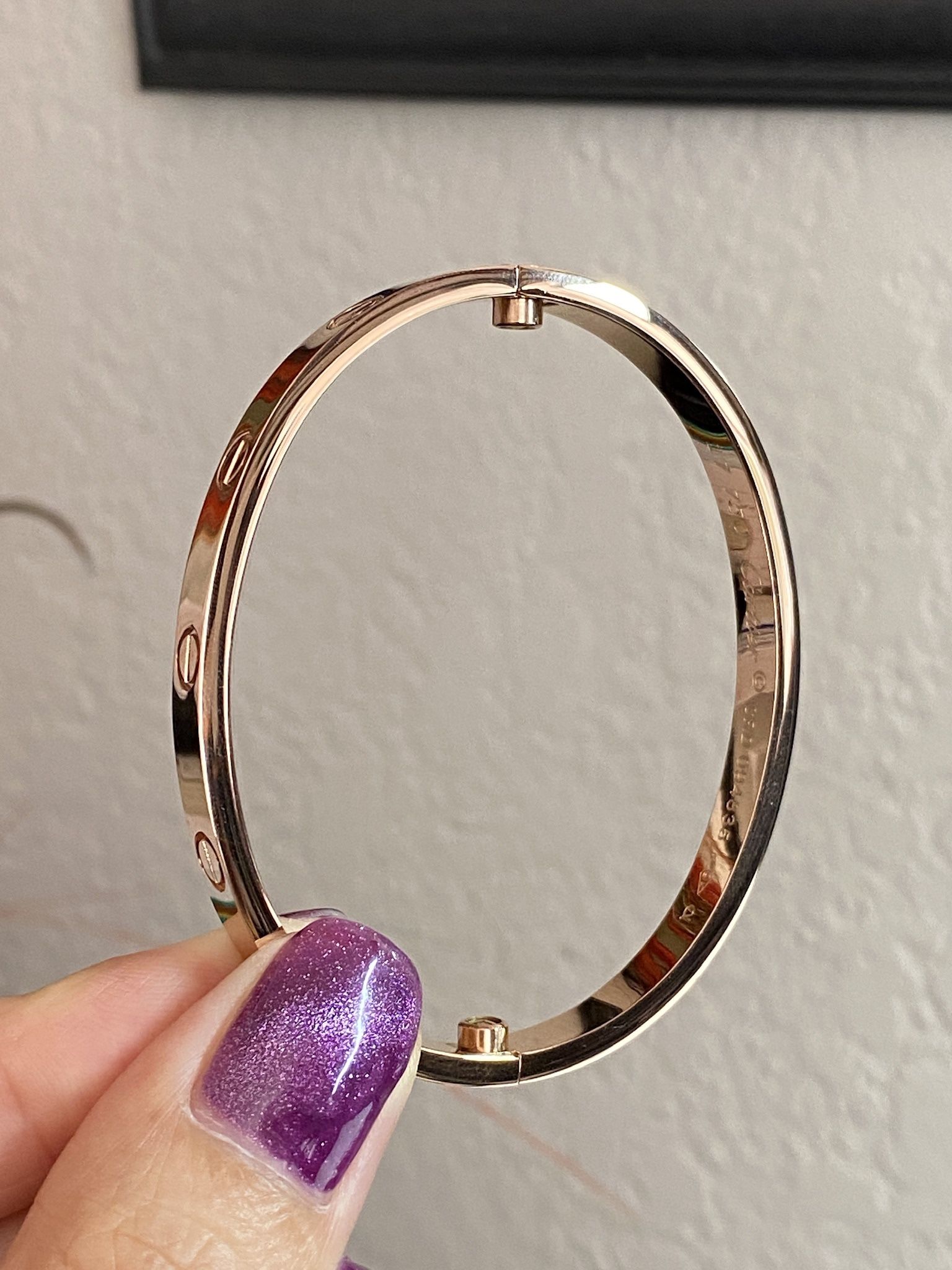 6mm 3 Layers of 14k Rose Gold Plated Titanium Steel Love Bangle bracelet with a screwdriver size 16-19 Text me the size when y