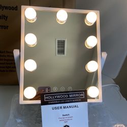 Hollywood Vanity Makeup Mirror with Lights-9 LED Bulbs, Touch Control, 3 Colors Light, 360° Rotate