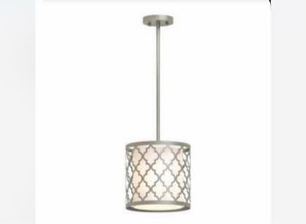 Brushed Nickel Pendant Light with Lattice Shade