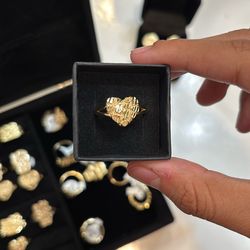 Gold Heart Nugget Ring