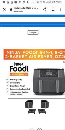 Ninja Foodi 6-Quart 2-Basket Air Fryer with Recipe Guide