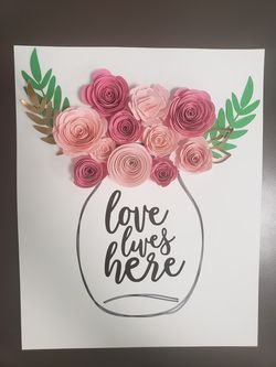 DIY - Paper Flowers Manson Jar Drawing (frame it yourself)