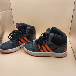 Unisex Kids Grey & Orange Adidas Sneakers Sz 1
