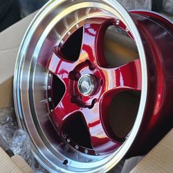 18x9.5 BRAND NEW CANDY RED DEEP DISH MST MT07 WHEELS/RIMS. 5X114.3