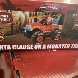 8 FT Long Santa in Monster Truck Christmas Inflatables Outdoor Decorations
