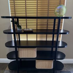 Black bookcase shelf