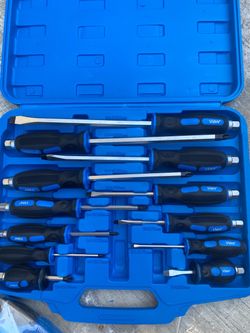 12-Piece Heavy Duty Screwdriver Set Phillips & Flat Head with Case