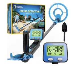 NATIONAL GEOGRAPHIC Metal Detector for Kids - 7.4" Waterproof Metal Detector Coil, Lightweight Gold Detector with Pinpoint Function & LCD Display, Bea