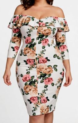 Floral Off-Shoulder Bodycon Dress – Women’s Size XL – Excellent Condition