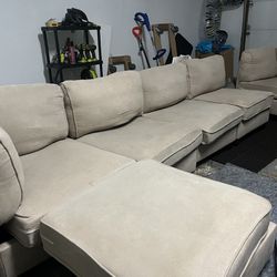 6-piece Modular Tan Sectional Couch 