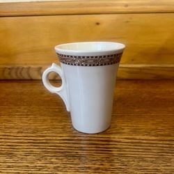 Vintage D.E McNicol McKesson Service #12 Coffee Mug white w/ brown trim/detail fluted / decorative handle 