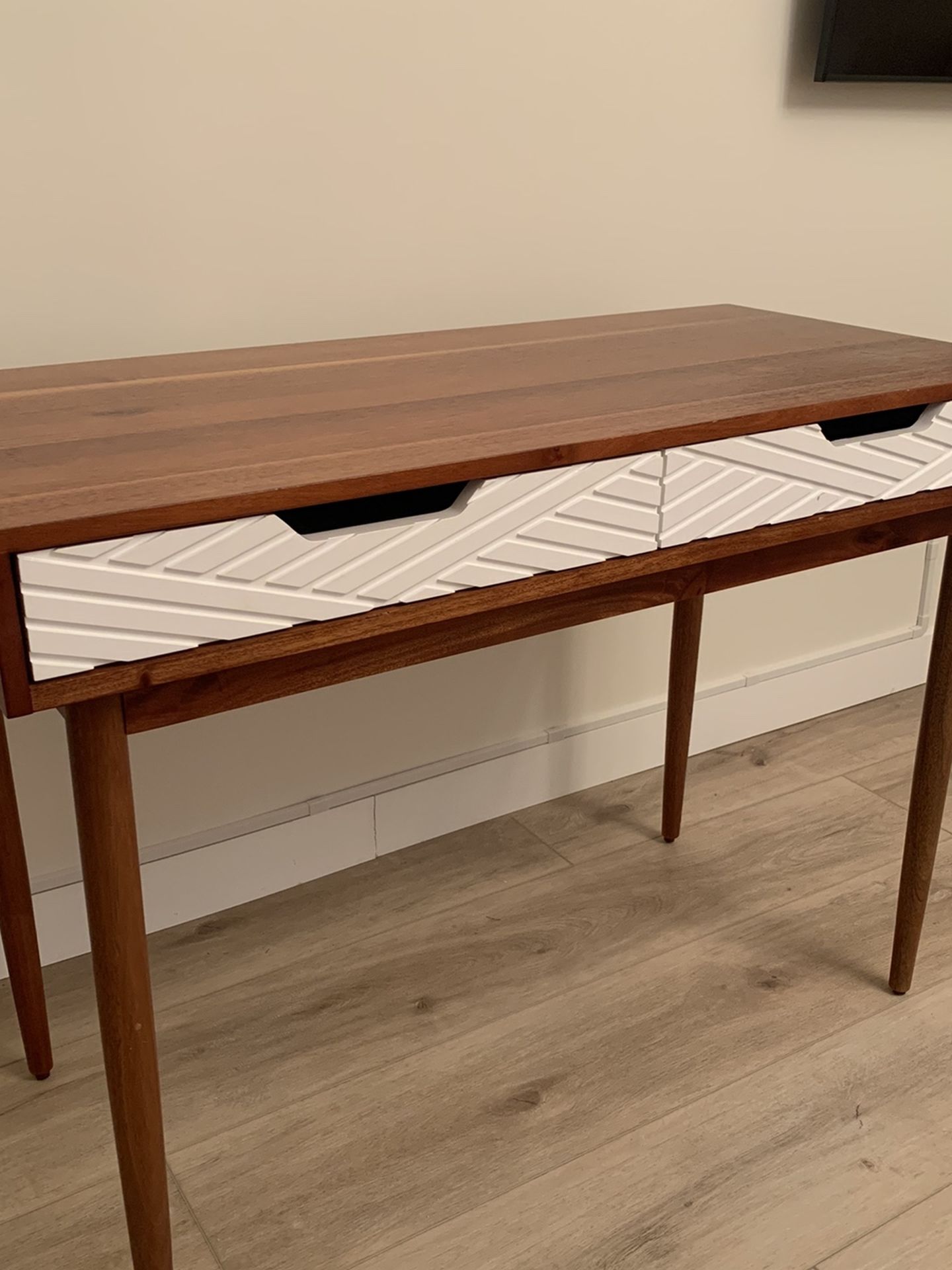 Touraco Wood Writing Desk with Carved Drawers Brown - Opalhouse