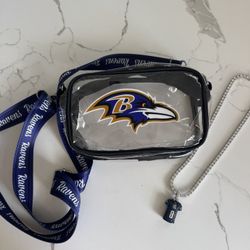 NFL Ravens Bag & CZ Pendant necklace 