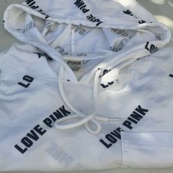 Victorias Secret Pink Slouchy GRAPHIC Pullover HOODIE Pocket Tee size M