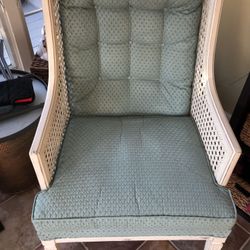 White Frame with Teal Cushions Chair 
