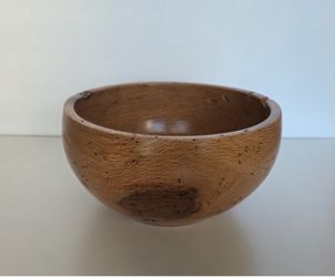 Hand-Turned Oak Wood Bowl, 7” Diameter