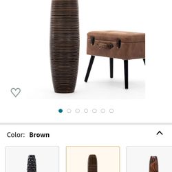 LEEWADEE Large Floor Vase – Handmade Flower Holder Made of Wood, Sophisticated Vessel for Decorative Branches and Dried Flowers, 36 inches, Brown