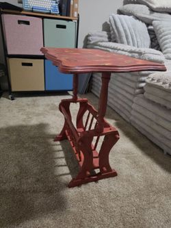 Vintage Side Table W Magazine Storage Area