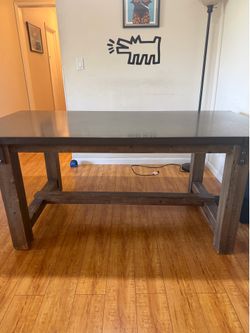 Zinc Top Dining Table, Solid Wood Trestle Base — 72"L x 36"W x 31"H — $350 OBO