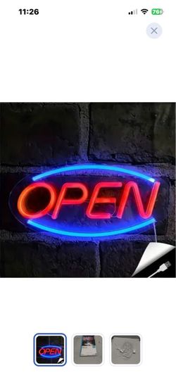 “New”LED Neon Open Sign(18” x 9”)plug in clear display