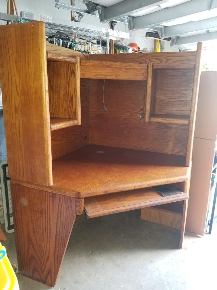 Solid Wood Computer Desk with Hutch