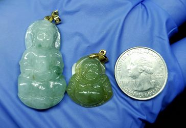 Burmese icy type A jadeite jade pendant lucky happy Peaceful Buddha-Kwanyin 1.
