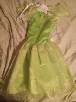 Green Colored Tinker Bell Dress Costume For Kids (Size Large)