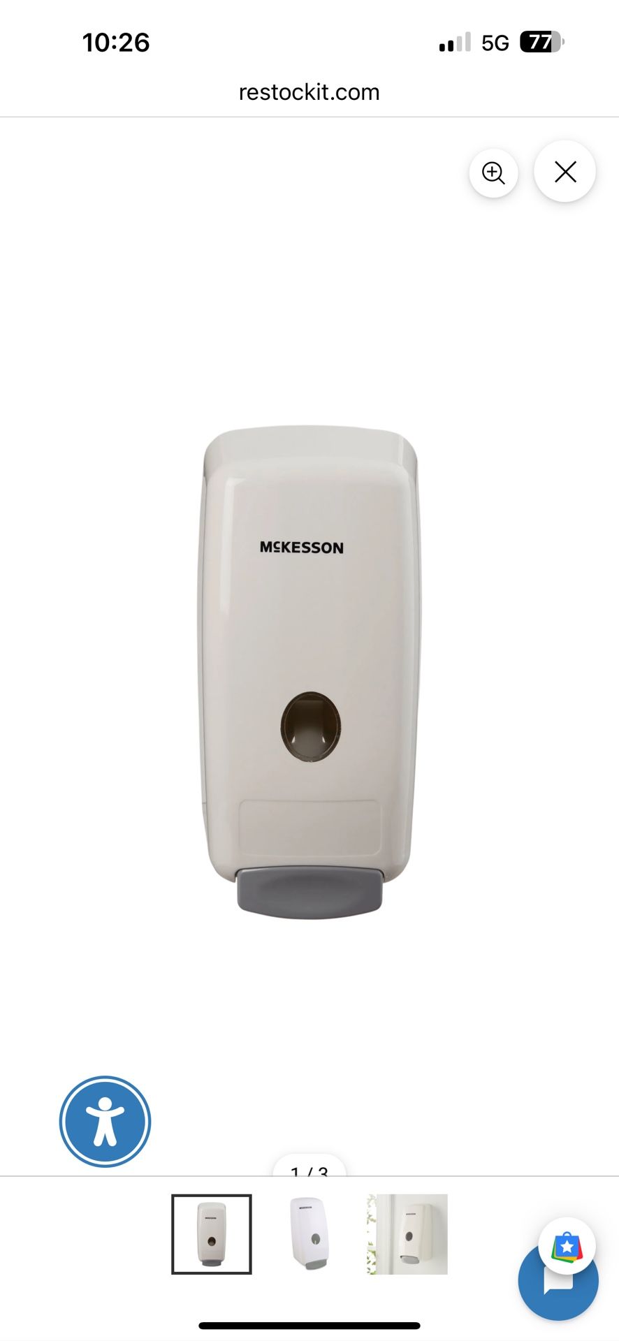 McKesson Soap Dispenser White Plastic Manual Push 1000 mL Wall Mount