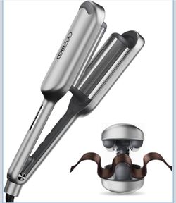 Curling Iron Hair Crimper Waver - TYMO ROVY Beach Waves Curling Wand, Ionic Deep Waver Hair Curler Tool with Ceramic 3 Barrel for Women, Dual Voltage,