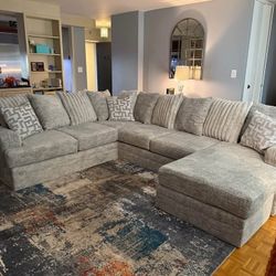 Brand New Upholstered Grey/Beige Fabric Sectional Sofa/Couch | Pay After Delivery 🚚