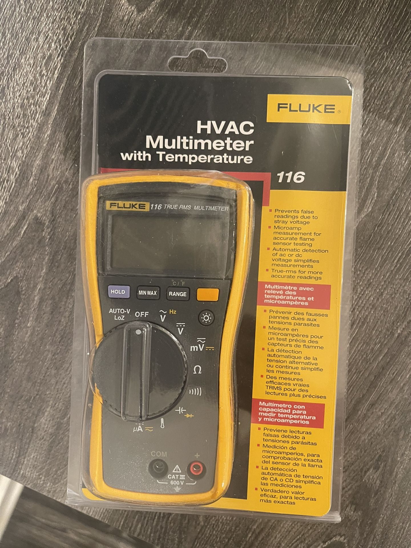 HVAC multimeter with temperature