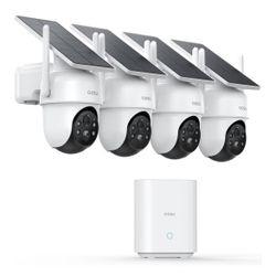 aosu Security Cameras Outdoor Wireless, 4 Cam-Kit, No Subscription, Solar-Powered, Home Security Cameras System with 360° Pan & Tilt, Auto Tracking, 2