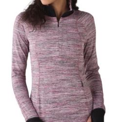 Lululemon Runderful 1/2 Zip In Space Dye Camo Berry Rumble Multi Black Size 6