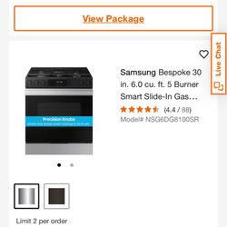 OPEN BOX Samsung Bespoke 30 in. 6.0 cu. ft. 5 Burner Smart Slide-In Gas Range with Precision Knobs in Stainless Steel