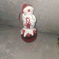 Vintage Polymer Clay Snowman  Christmas Tree Ornament