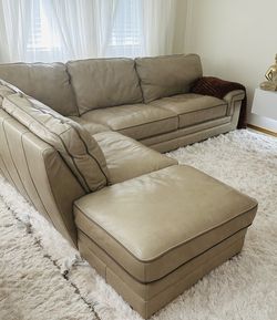 High-end, hard-to-find genuine leather sectional sofa  Authentic Leather Sectional Beige Great Condition