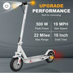 HOVERMAX H10K Pro Electric Scooter, 500W Motor 19MPH Top Speed 22 Miles Long Range, 10'' Solid Tires Folding Electric Scooter for Adult Commute.